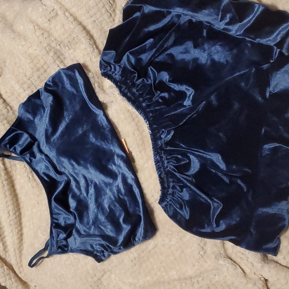 Velvet Navy Sleep Set - Women's Two-Piece Lounge Top & Shorts